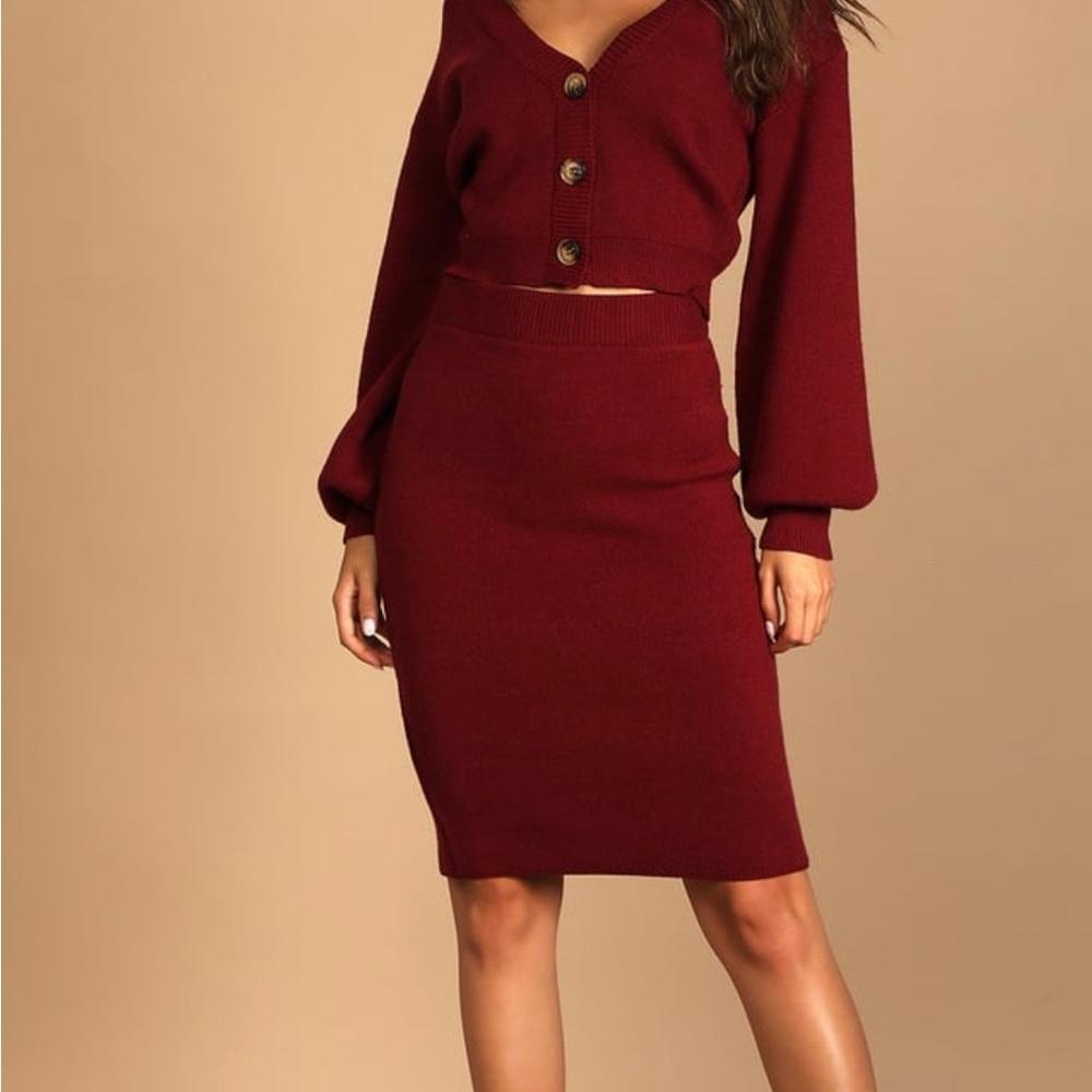 Set for Sweetness Burgundy Two-Piece Sweater Dress